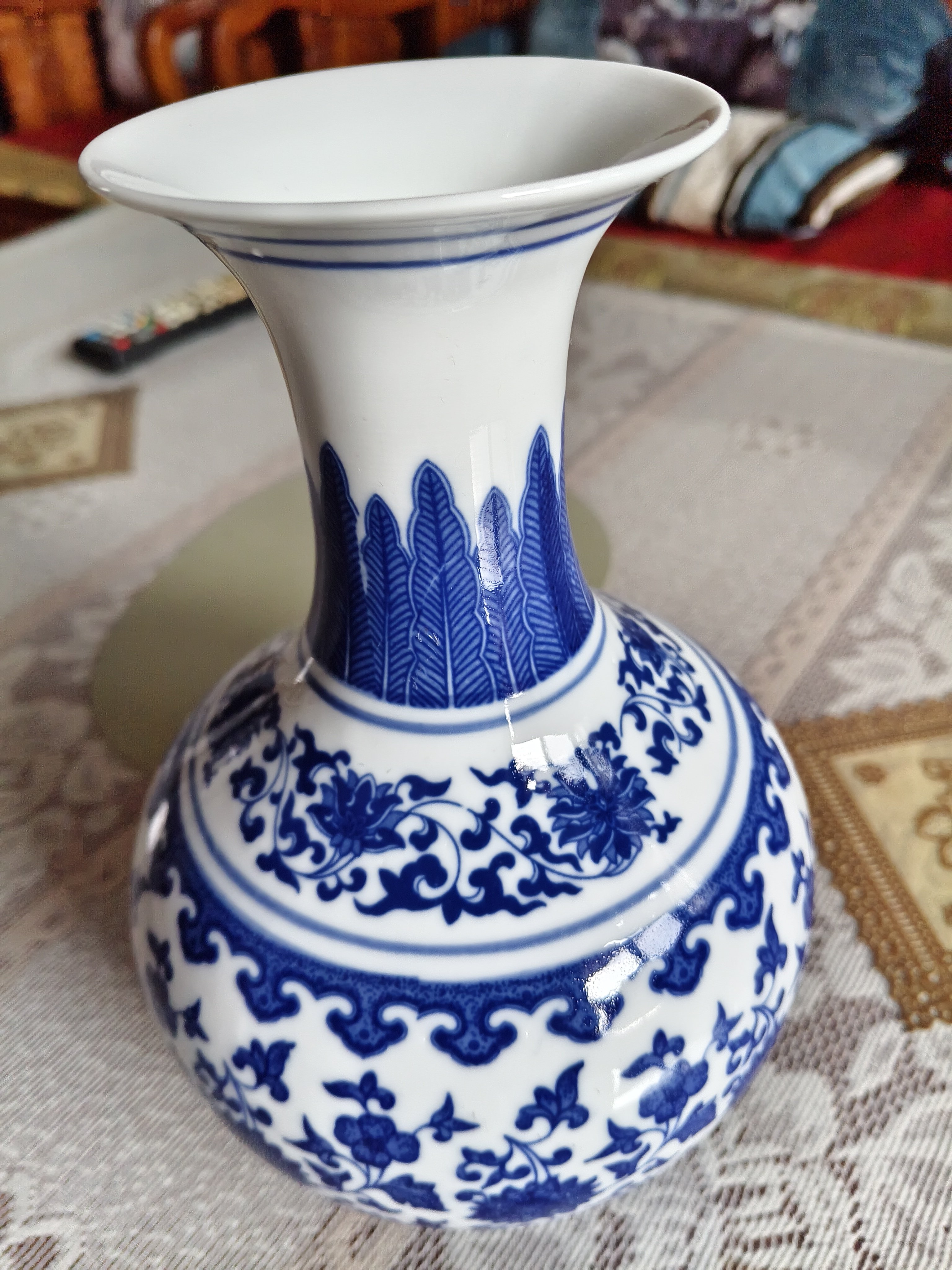 青花瓷中式花瓶博古架陶瓷花瓶景德镇仿古花瓶客厅装饰-Taobao-Tmall