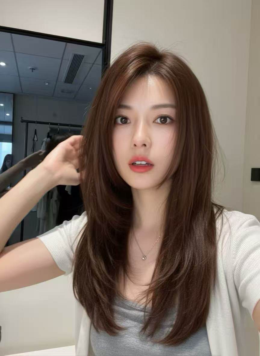 唯俏真人发丝全头套假发 层次感偏分锁骨发设计 随意分缝自然逼真