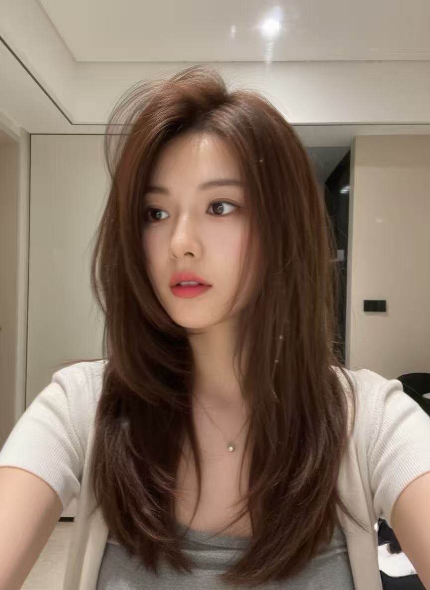 唯俏真人发丝全头套假发 层次感偏分锁骨发设计 随意分缝自然逼真