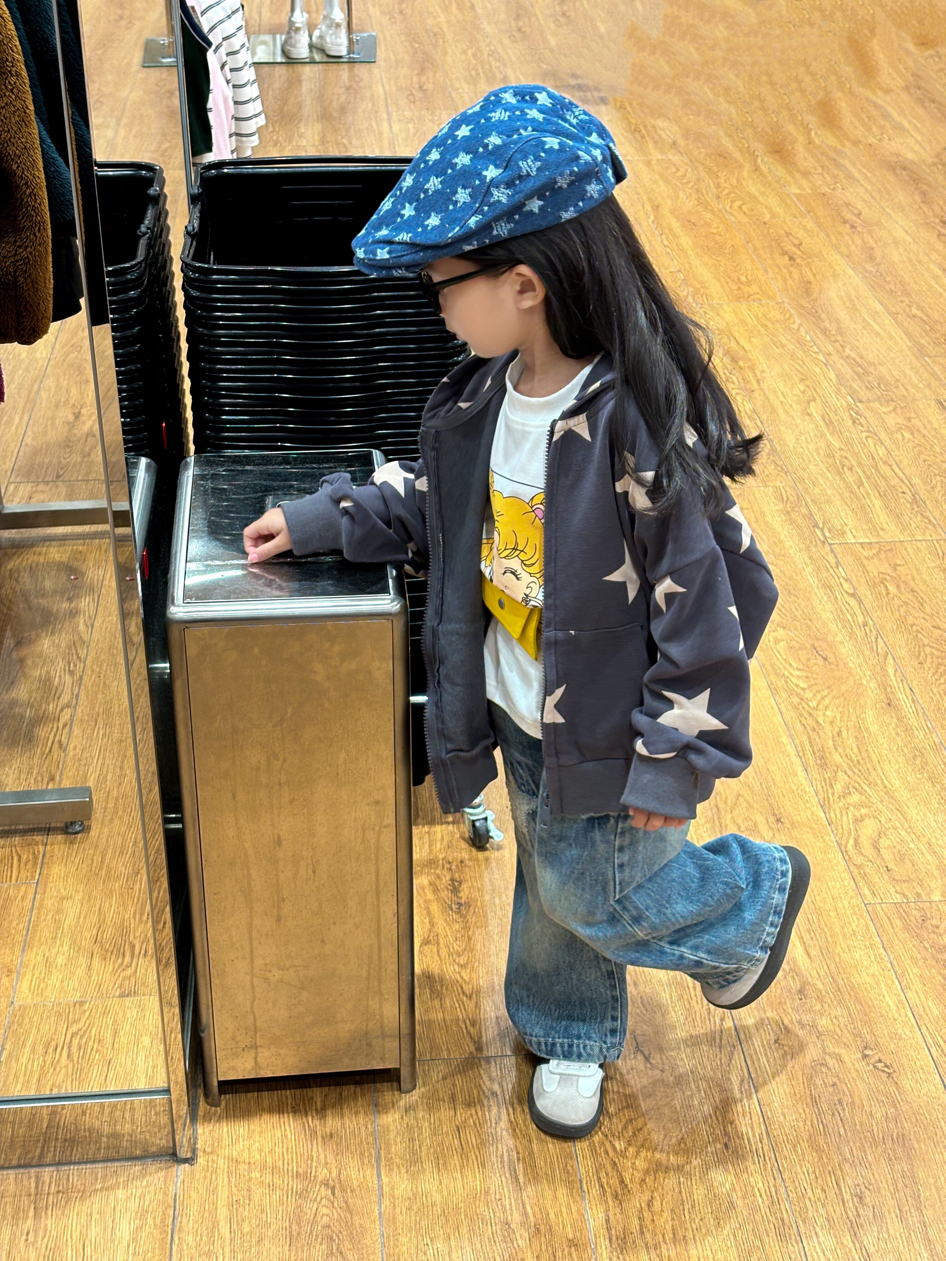 Customer photo for Navy Hooded Cardigan, 100cm