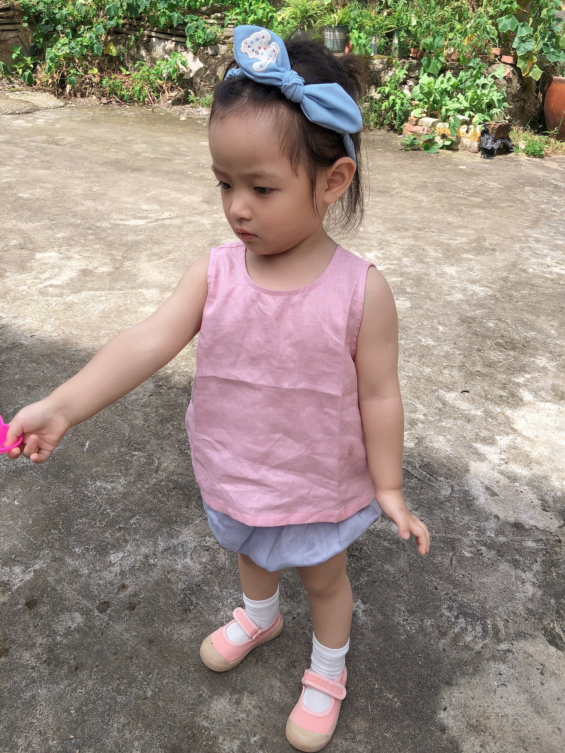 Customer photo for Light Pink + Grey Blue, 90cm