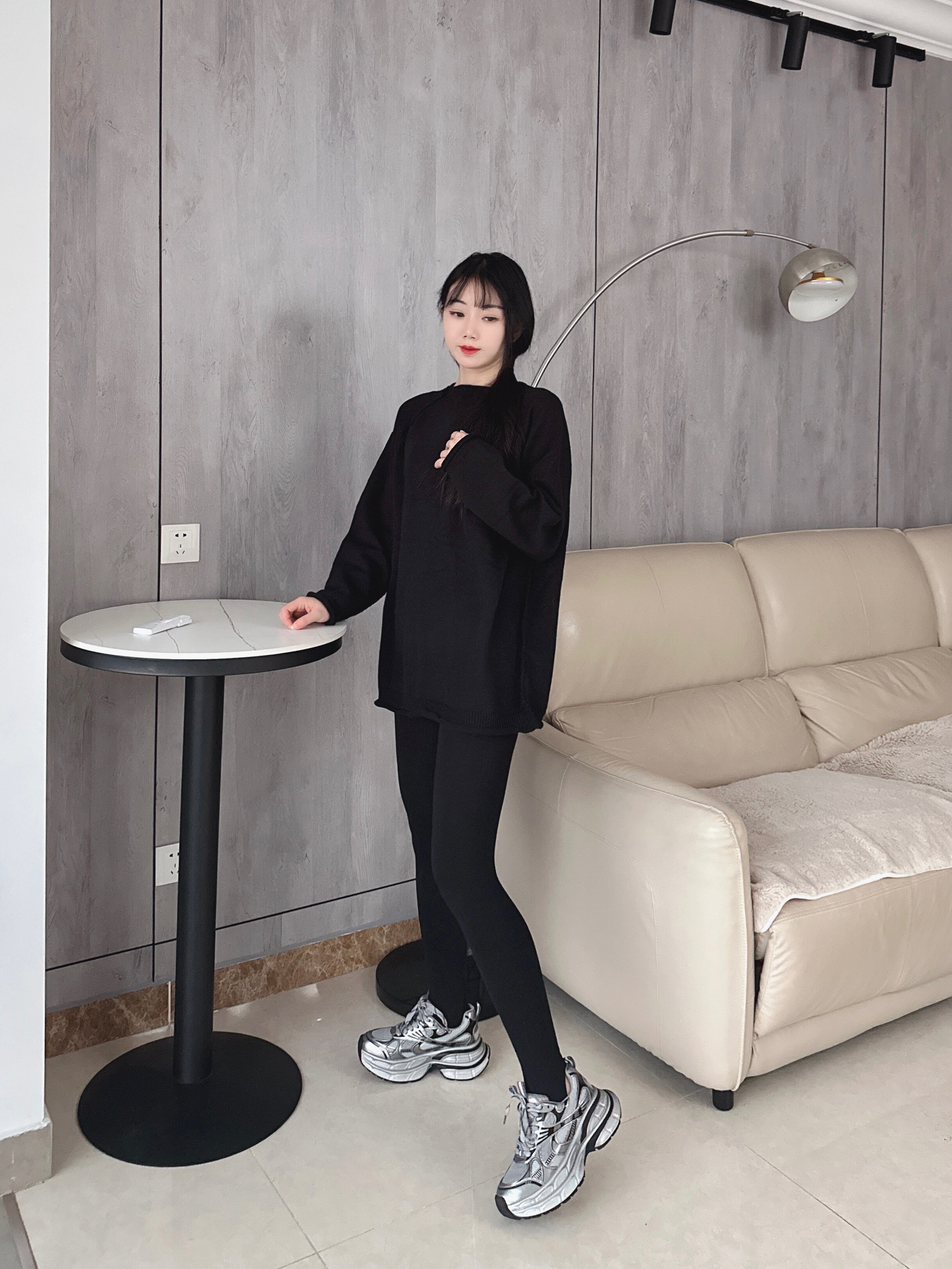 迪丽热巴同款骆驼银月老爹鞋 厚底增高拉长比例 银色系未来感十足