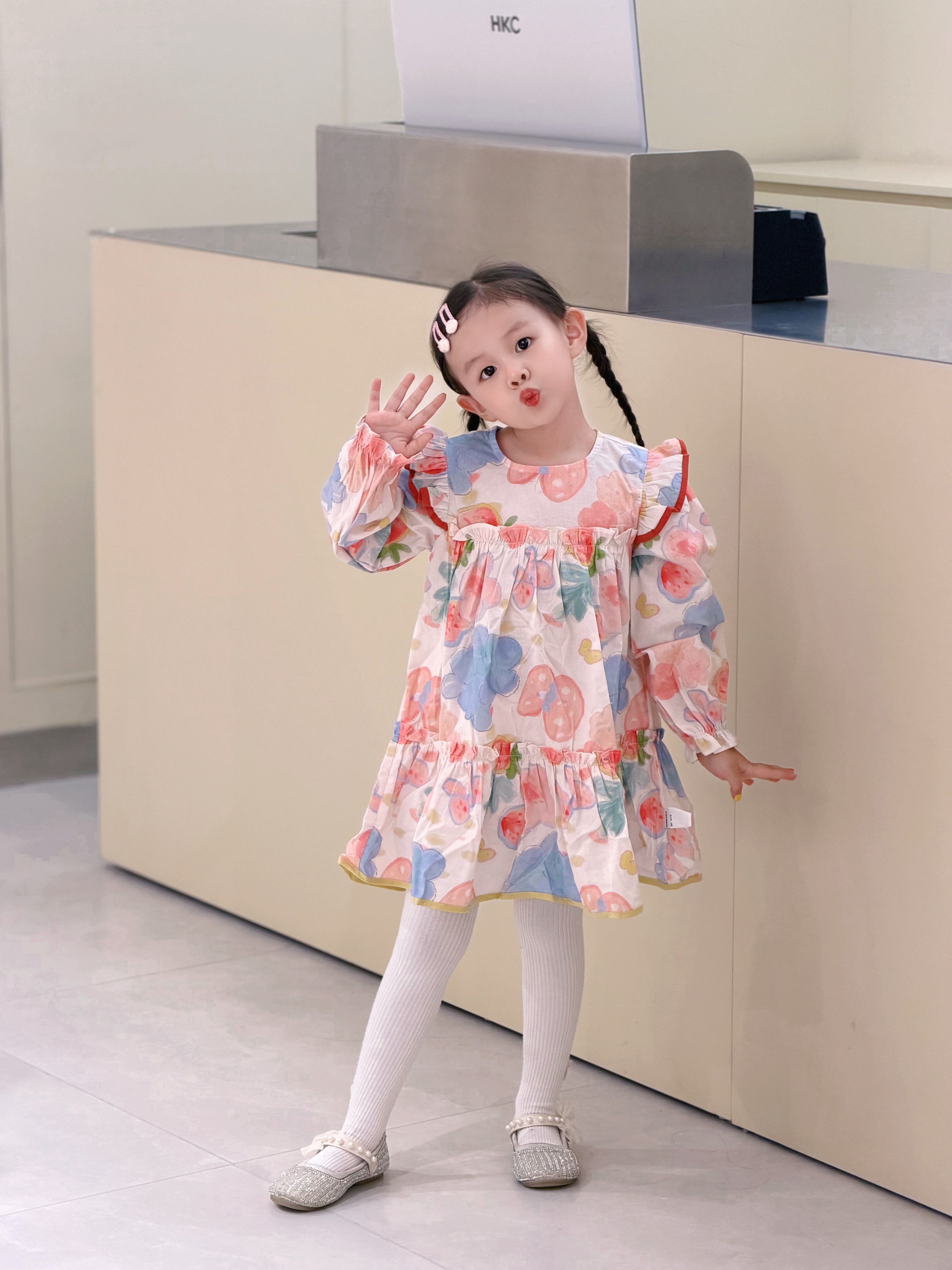 Customer photo for Blue-Pink Floral, 120cm