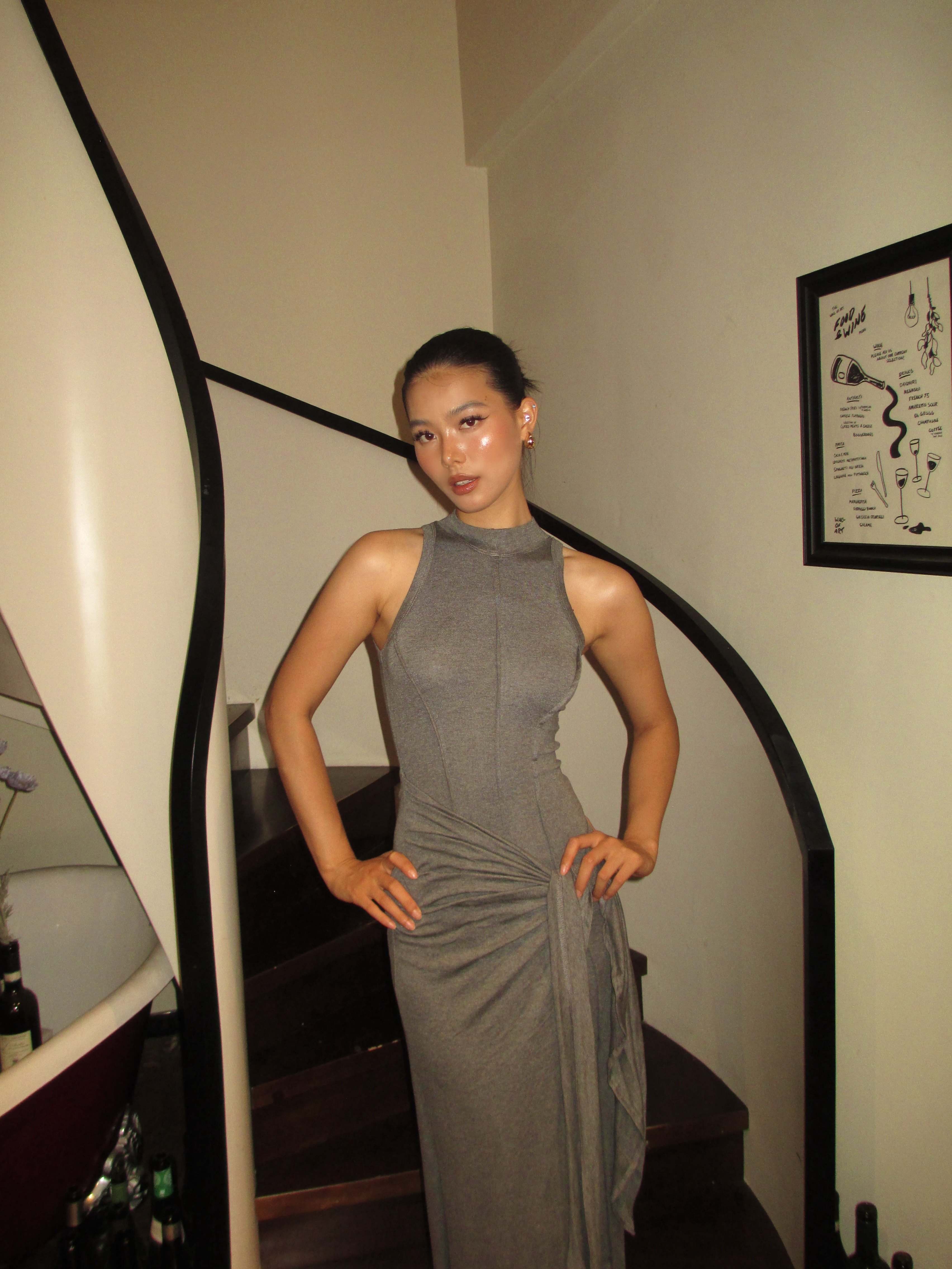 CYNR原创设计高级灰背心裙 莫代尔面料柔软亲肤 修身假两件设计层次感十足