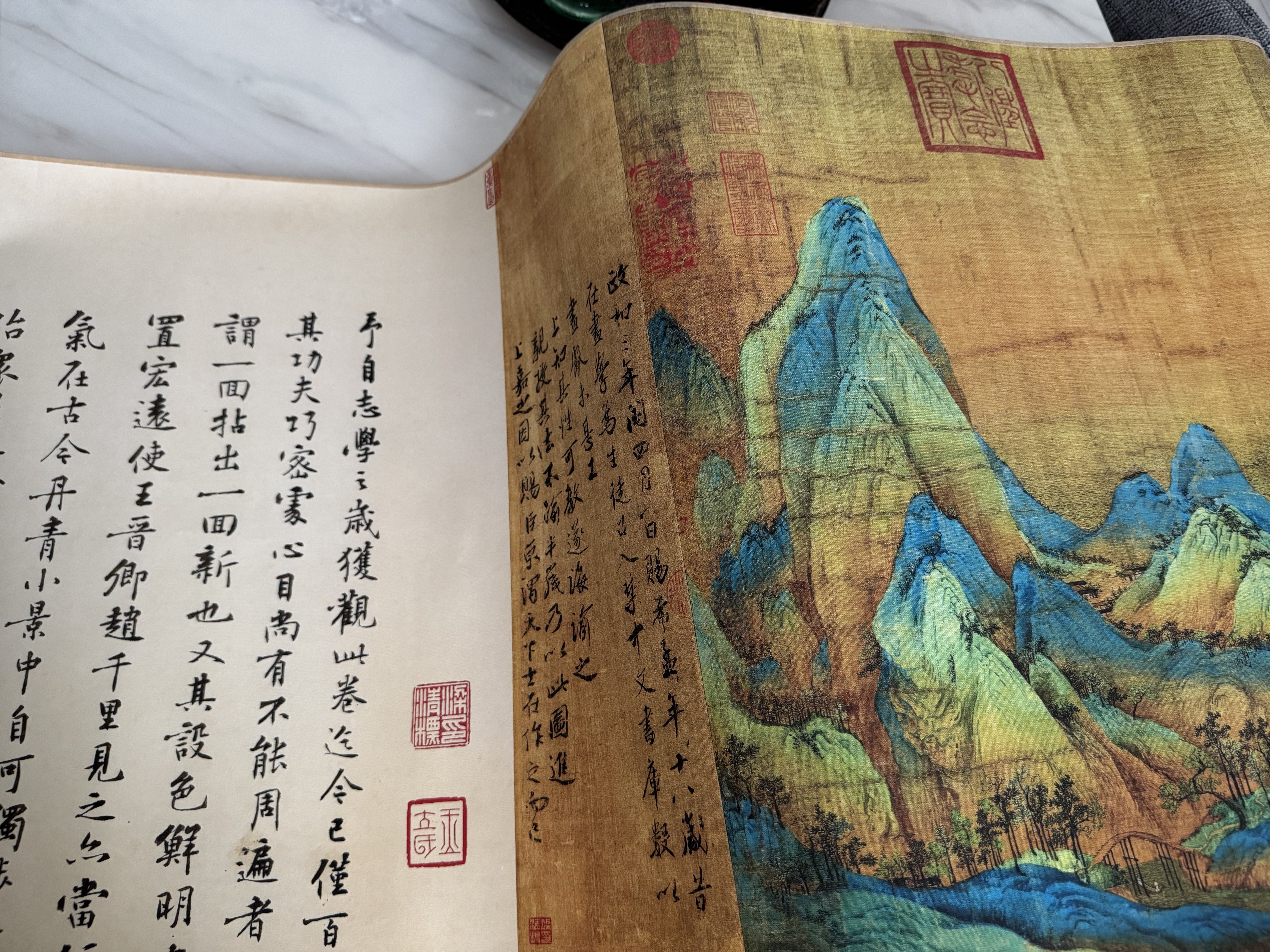 千里江山图长卷轴画北宋王希孟名画复制山水风景装饰艺术画作-Taobao-Tmall