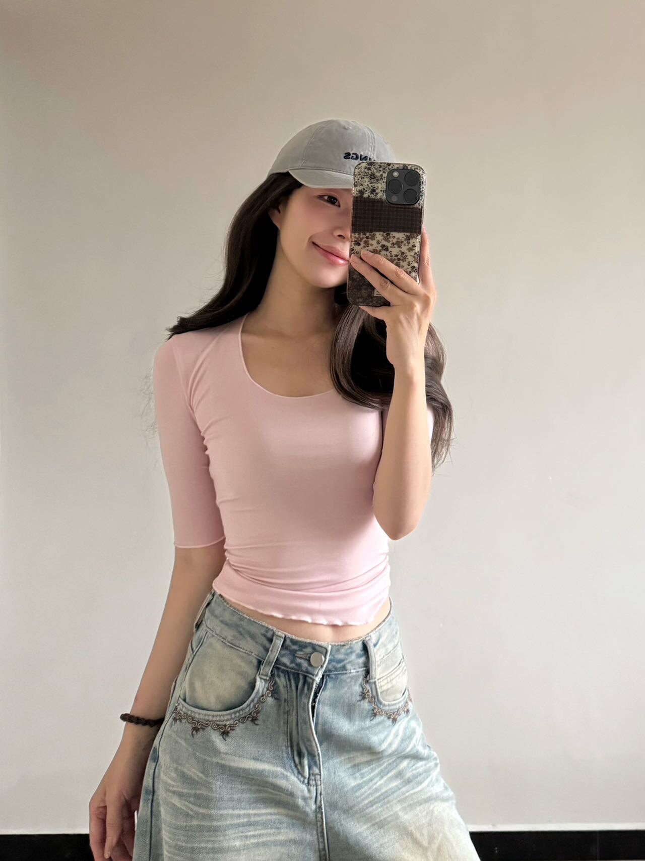 黑泽玄七2026春季新款微胖T恤 大U领设计修饰锁骨更显瘦 五分袖遮肉不勒手臂