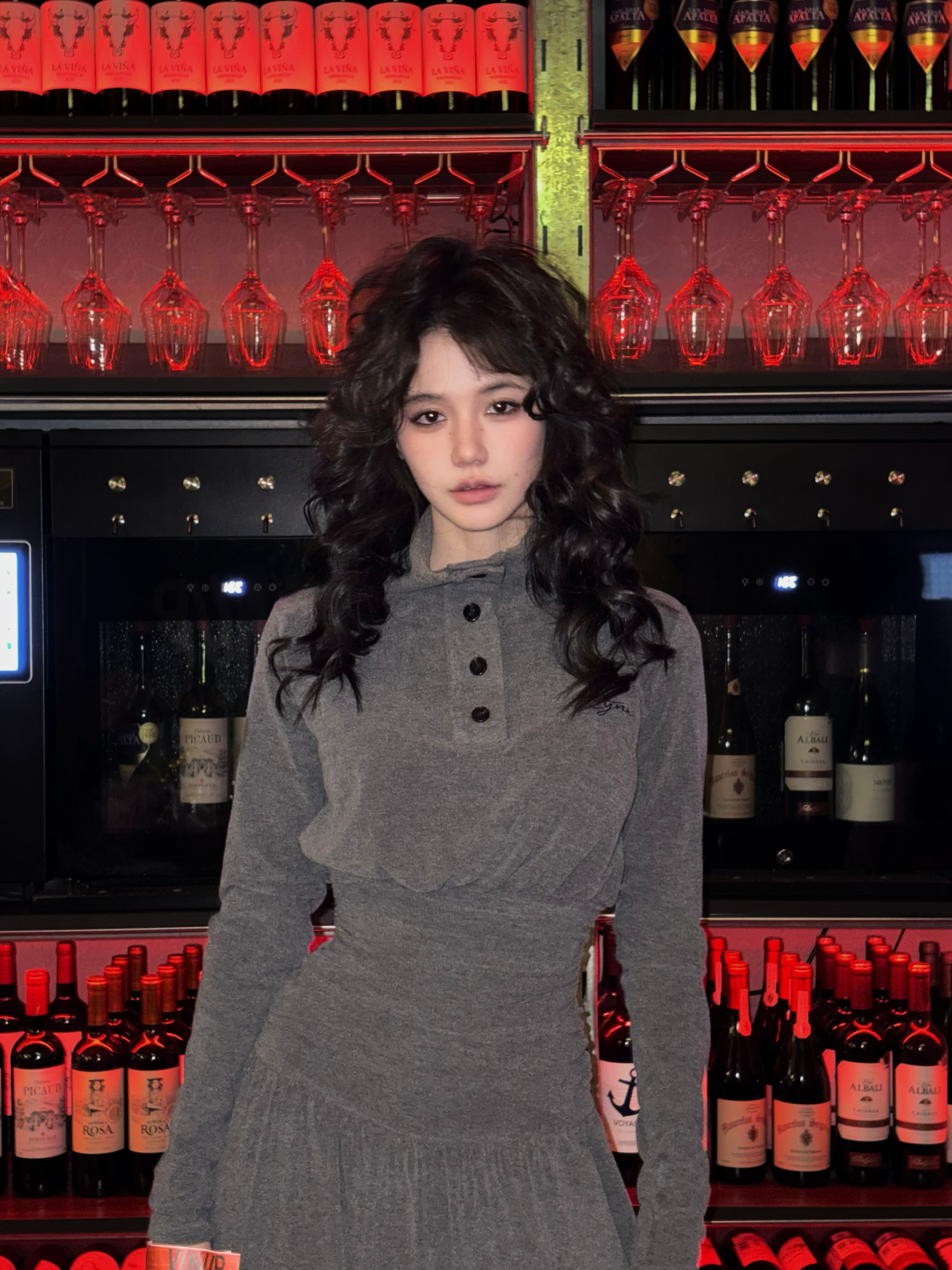 CYNR原创设计气质复古连衣裙,半高polo领褶皱收腰A字长裙摆遮肉显高