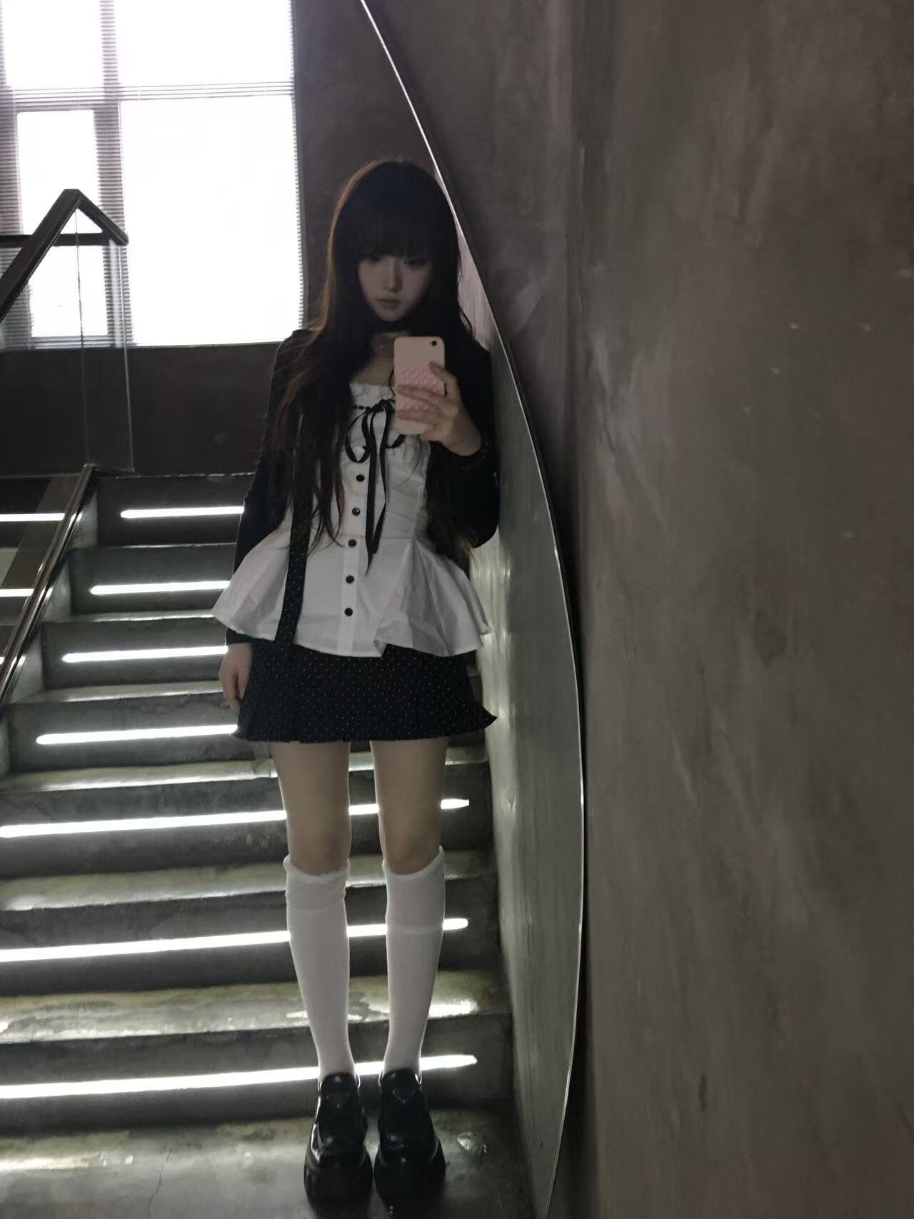 POPWEST韩女三件套 针织开衫+花边蝴蝶结吊带+波点短裙 一套搞定甜酷穿搭