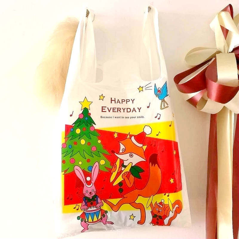 Flower Hall HE Drawing Benje Christmas Bags Plastic Shopping Bags Supermarket Carry-on Bags Food Bags Festive Packing Bags
