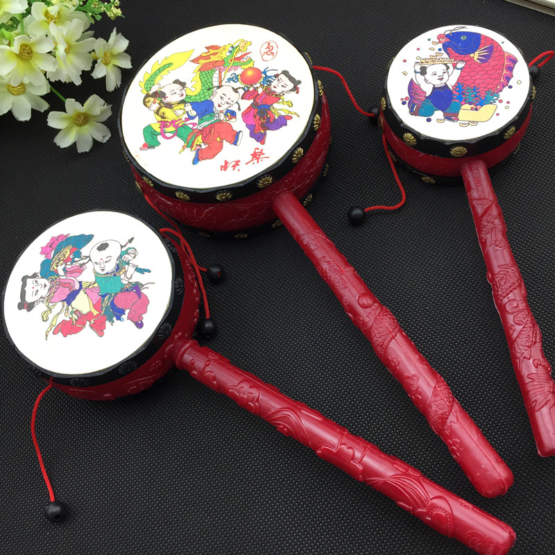 Traditional New Year Painting Rattle Baby Baby Classic Toy Large Auspicious Peace Drum Rattle Drummer Clapping Drum Money Drum