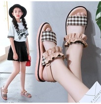 2020 Summer new 12 girls Korean version of womens sandals 13 junior high school students big boy 15 years old flat bottom Sports womens shoes