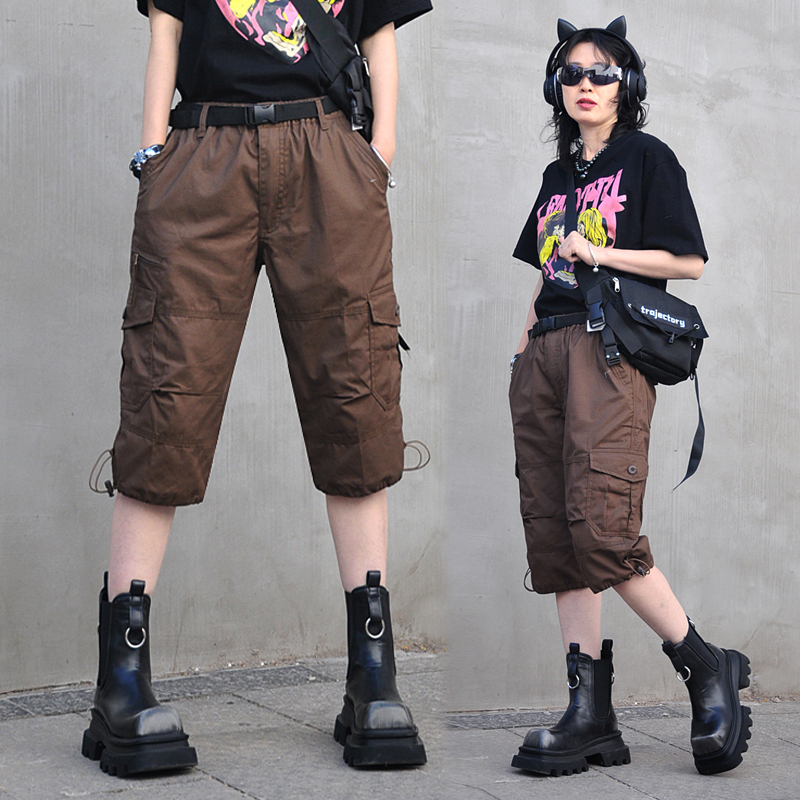 American Retro Cropped Pants Pure Cotton High Waist Casual Unisex Men and Women Thin Loose Slim Flap Pocket Pants Cargo Shorts Trendy American Retro Cropped Pants Pure Cotton High Waist Casual Unisex Men and Women Thin Loose Slim Flap Pocket Pants Cargo Shorts Trendy