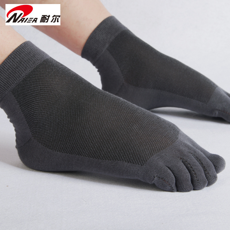 Nair Ultra-Thin Cotton Five-Toe Men's Socks, Spring and Summer Mesh Hollow Anti-Odor Sweat-Absorbing Five-Toe Socks, Solid Color Thin Style, Price for 5 Pairs