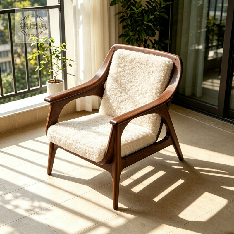 Song's Aesthetics 2026 Single Patio North American Black Walnut Outdoor Living Room Retro Style Light Luxury Solid Wood Lounge Chair Song's Aesthetics 2026 Single Patio North American Black Walnut Outdoor Living Room Retro Style Light Luxury Solid Wood Lounge Chair