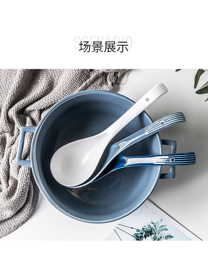 Web celebrity creative contracted household small spoon, soup spoon, ceramic tableware tableware with thick long handle large nonstick skillet with soup spoon