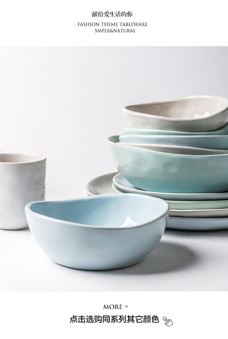 Porcelain soul ceramic creative household contracted Nordic dish western food steak plate breakfast dish plate flat plate