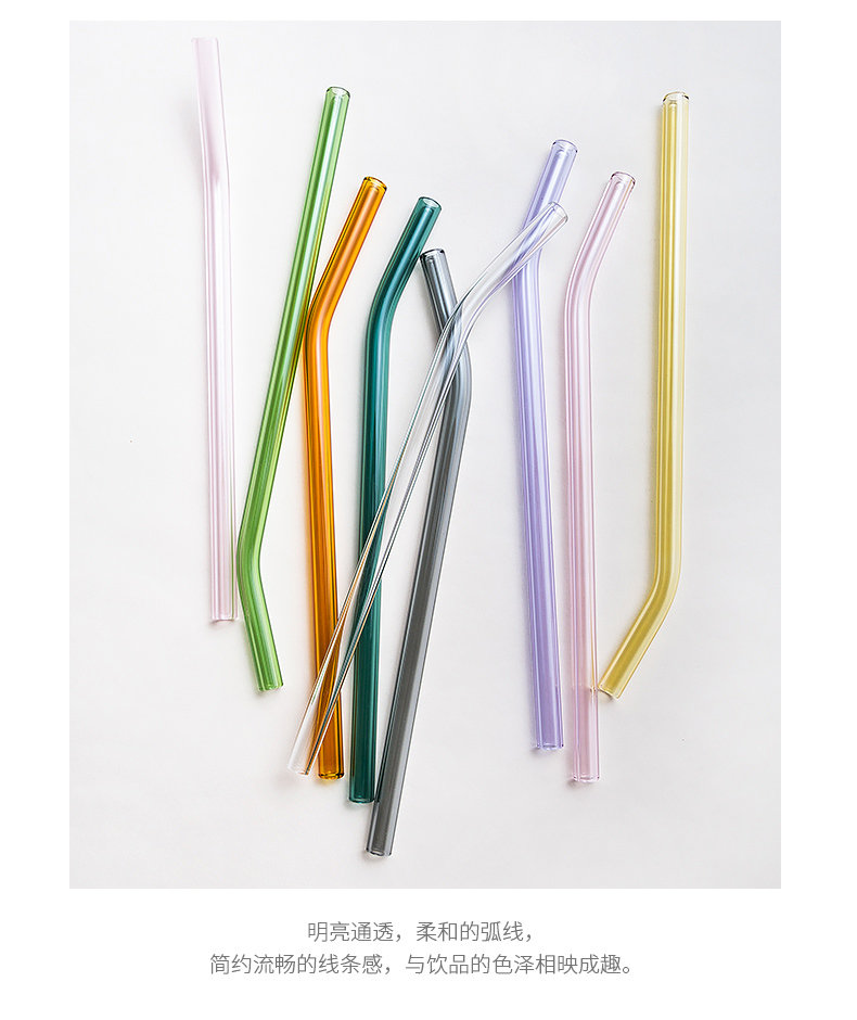 Porcelain soul straw thick transparent glass pipette pearl milk tea, not a one - time juice here straw straw stirring