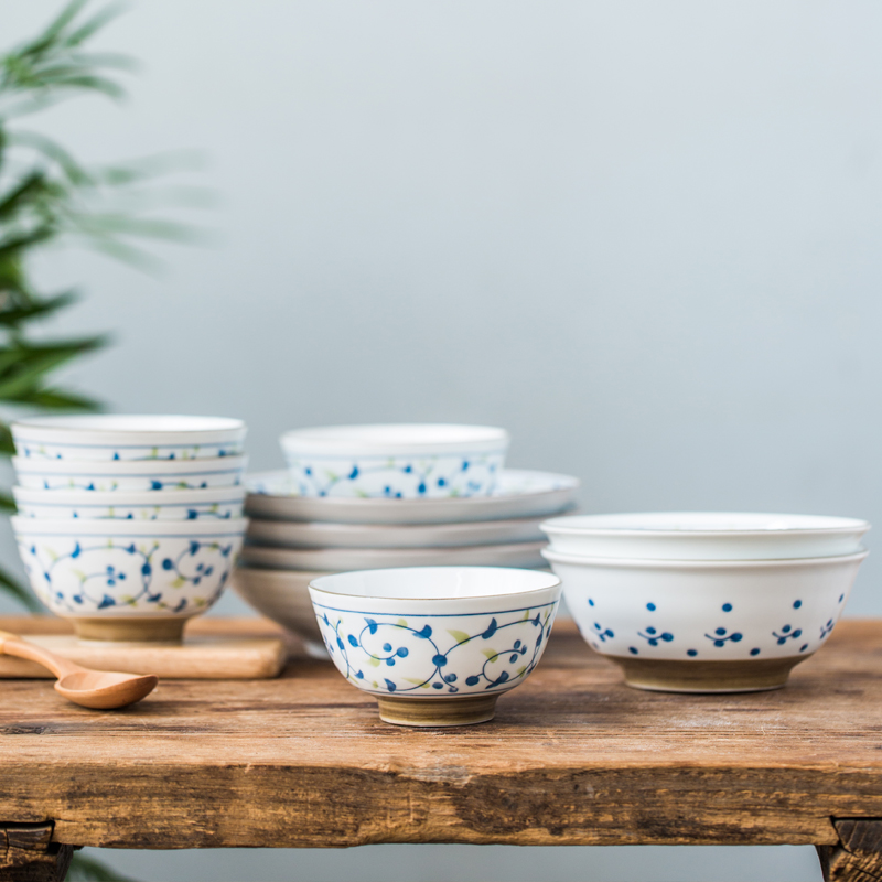 Porcelain soul household tableware suit Chinese style suit of blue and white Porcelain bowl dish dish ceramic dishes set tableware business