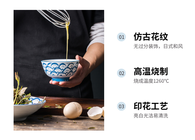 Chinese porcelain soul tableware suit Chinese wind blue - and - white porcelain dishes suit to eat to use household rainbow such as bowl noodles bowl chopsticks