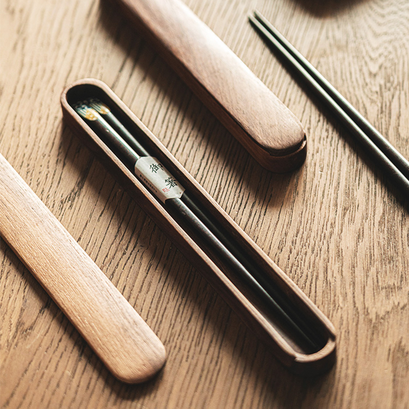 Porcelain soul Japanese single to go wooden chopsticks box, portable receive box students travel health environmental protection tableware box