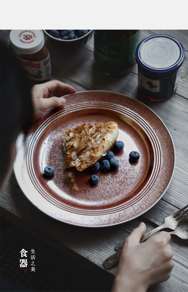 Porcelain soul steak dishes, creative household ceramic dish dish dish retro western - style food tableware flat decorative plate dinner plate