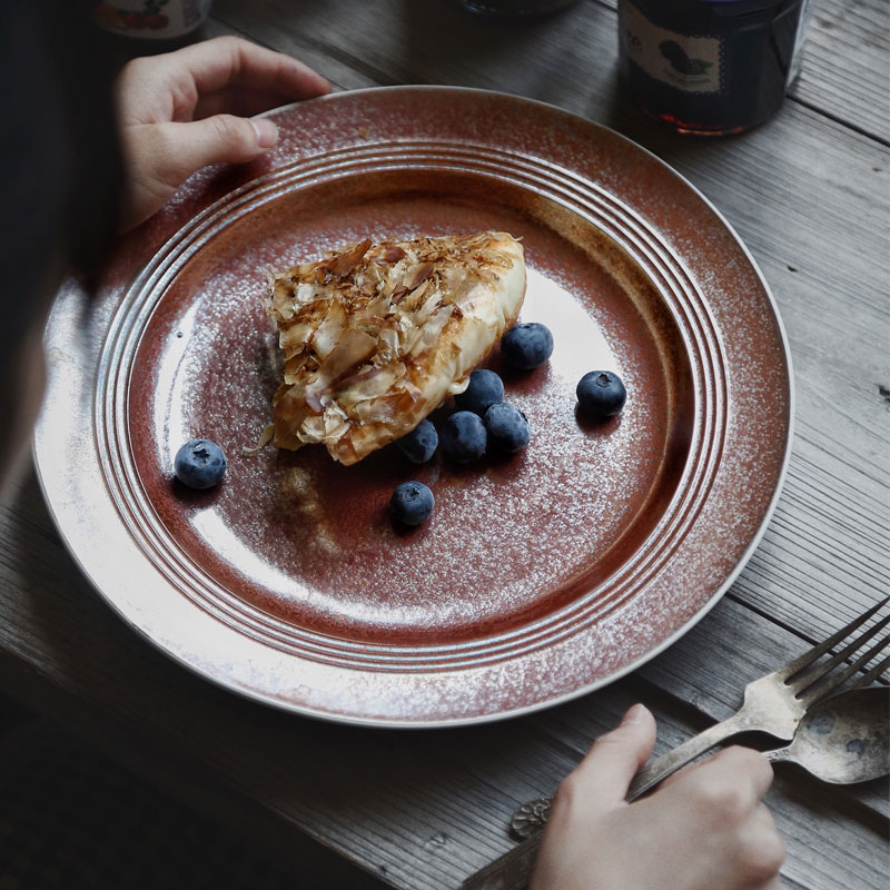 Porcelain soul steak dishes, creative household ceramic dish dish dish retro western - style food tableware flat decorative plate dinner plate