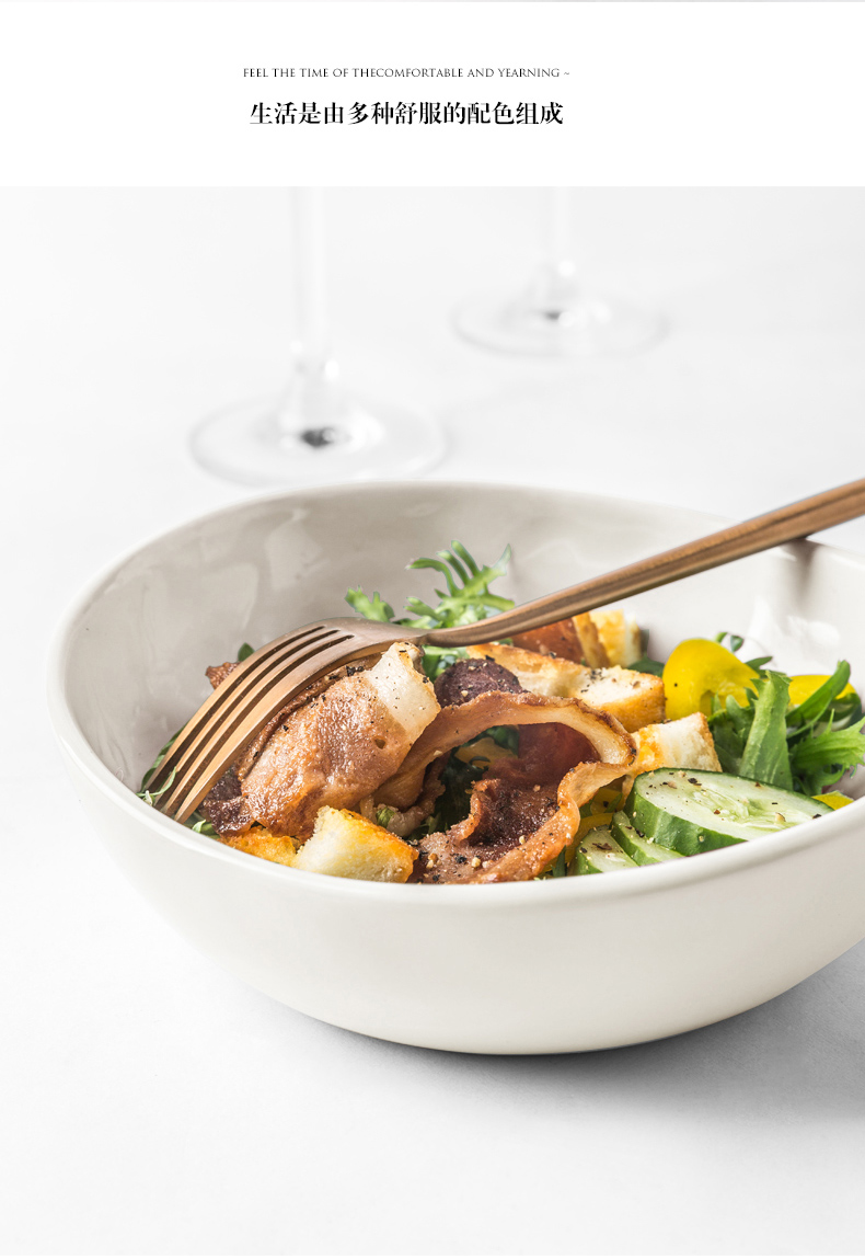 Porcelain soul ceramic creative household contracted Nordic dish western food steak plate breakfast dish plate flat plate