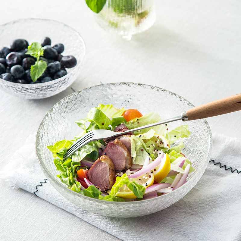Porcelain soul creative condensation pattern glass salad bowl noodles bowl of Japanese soup bowl of fruit plate deep dish dish bowl of household