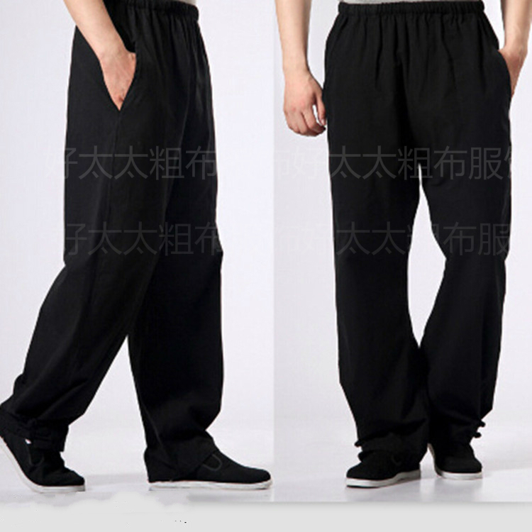 Original Chinese unicorn pants Pure cotton Tang dress men's long pants Lay clothes Kung fu elastic pants plate buckle