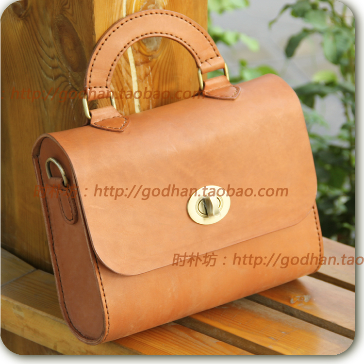 New first layer hard cowhide shaped bag shoulder diagonal portable women's bag retro style fashion casual business