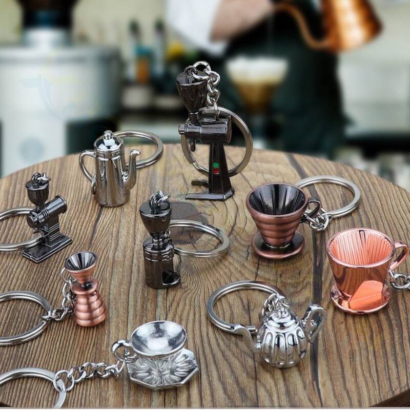 Mocha Coffee Utensils Small Pendant Keychain Latte Art Cup Coffee Pot Tamper Accessories Coffee Utensils Small Gift