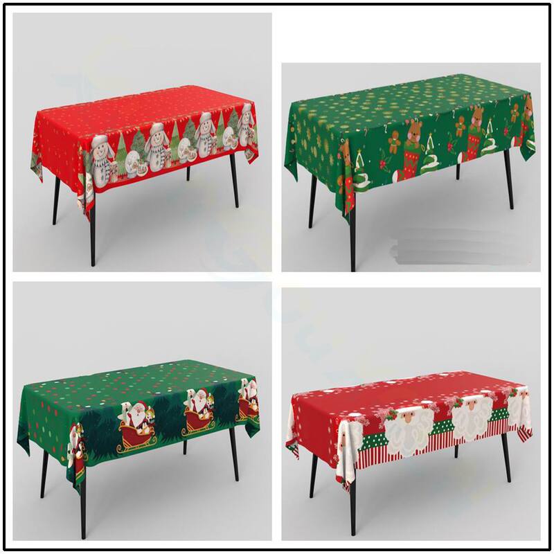 Disposable Christmas Tablecloth Snowman Party Tablecloth Christmas Holiday Bell Tablecloth Bar Home Restaurant Decoration