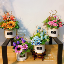 Taohuayuan wire mesh flower DIY material stockings flower set Teachers Day gift four sets of small bucket flower basket material package