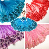Naughty Handmade Doll Dress Embroidery Lace Peacock Lace-in-car Barbie lace skirt hem 1-5 m bar