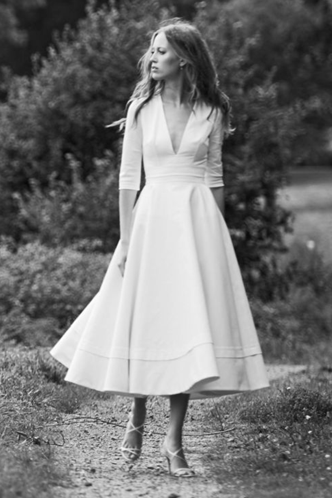 French mid-length version of the go out gauze large skirt simple forest travel photo light wedding dress satin registration certificate certificate dress skirt