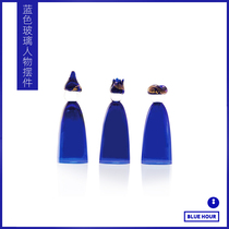 (Blue Time) Eurotre Vise Menn Handmade Sea Blue Glass Abstract Character Gold Leaf Pendulum