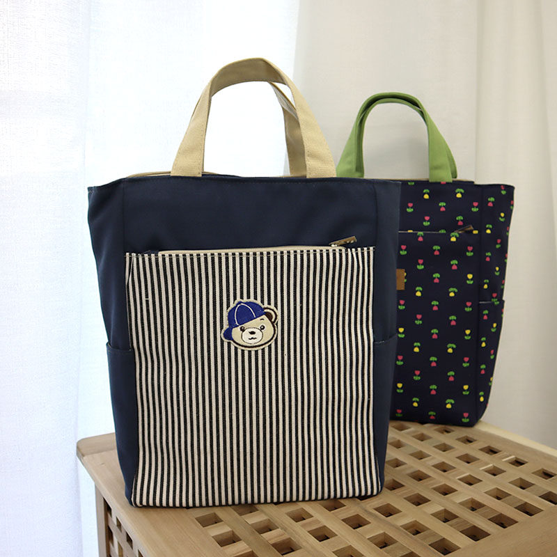 Fashion bear A4 student information bag large-capacity thickened canvas bag portable male and female office zipper file bag