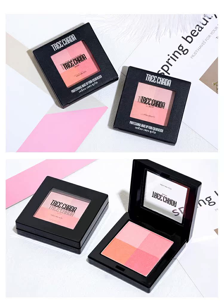 Thái treechada tấm màu đỏ trang điểm nude dưỡng ẩm lâu trôi sửa chữa phấn che khuyết điểm 4 màu lưới rouge baking rouge bảng má morphe