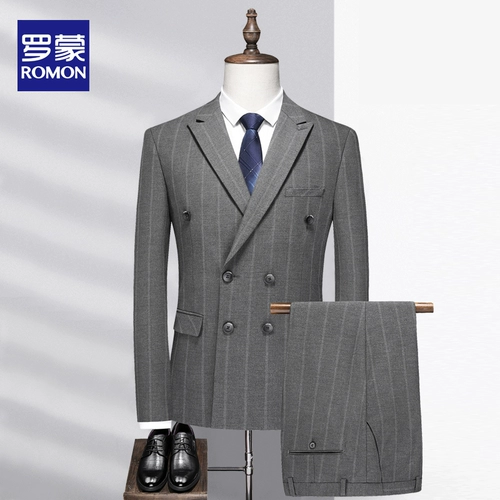 Мужской комплект, классический костюм для отдыха, пиджак классического кроя, в корейском стиле