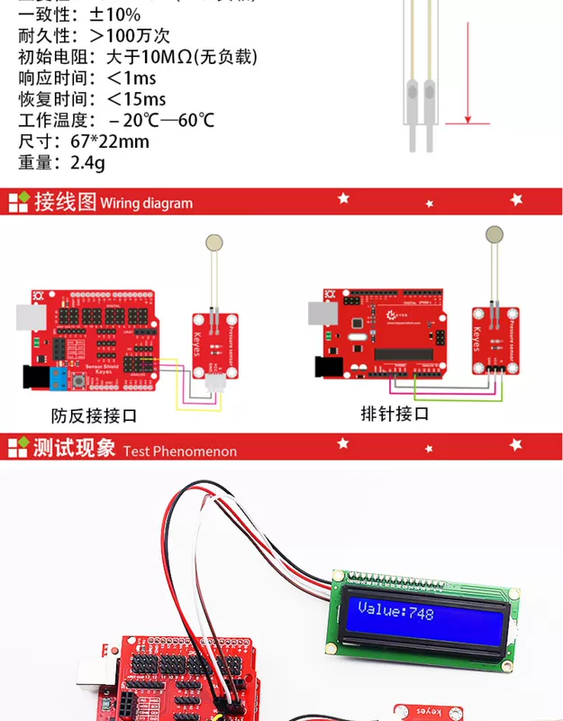 cảm biến áp suất khí gas Mô-đun cảm biến áp suất màng điện trở KEYES phù hợp cho việc phát triển microbit Arduino Raspberry Pi cảm biến áp suất omron cảm biến áp suất danfoss