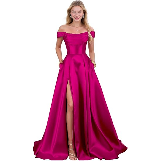 Amazon Foreign Trade Sexy One-Shoulder Satin Evening Dress for Women with Slit, Slimming Banquet Cocktail Party Long Dress