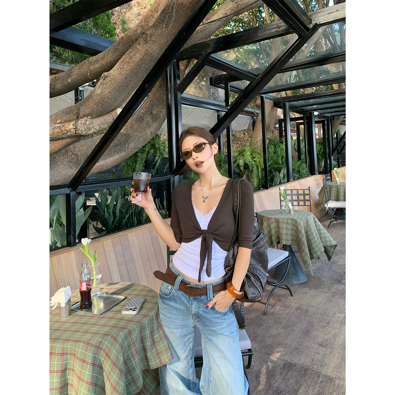 Fangting Lace Vest Cardigan Two-Piece Set for Women Summer Wool Lyocell Design Layered Top Fangting Lace Vest Cardigan Two-Piece Set for Women Summer Wool Lyocell Design Layered Top