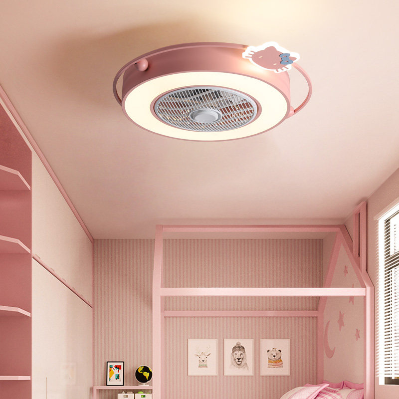Net red INS Ceiling ceiling fan lamp Ceiling fan lamp Nordic Princess room Girl room Children's bedroom room lamp