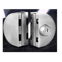 Double-open glass door lock without opening bright semicircular stainless steel sliding door sliding door office shop door anti-theft lock