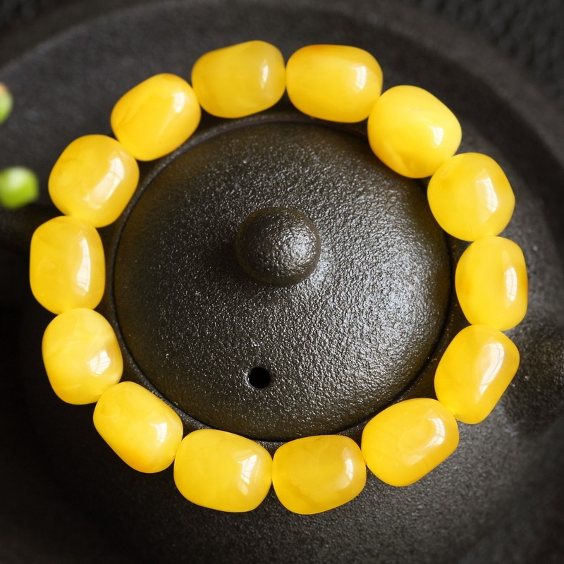 Natural Amber Honey Wax Bracelet with Unenhanced Chicken Oil Yellow Beads, Irregular Shape, Raw Stone, Women's DIY Bead Accessories