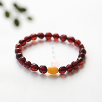 Shangshi Qingling natural amber hemopper bracelet womens blood amber bracelet DIY beeswax original gift