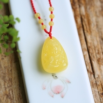 Shangshi Qingling natural amber beeswax Tibetan baby Buddha smile Buddha male pendant pendant choker necklace