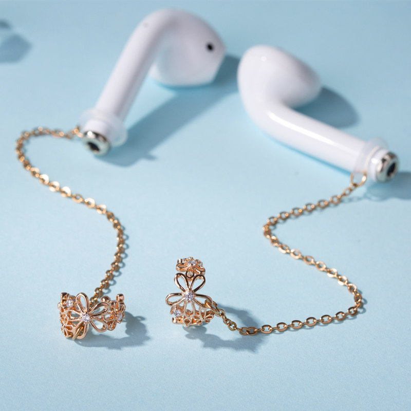 Bluetooth headset anti-lost chain female anti-drop ear clip wireless airpods2 chain ear hanging earrings hanging chain hanging neck earrings