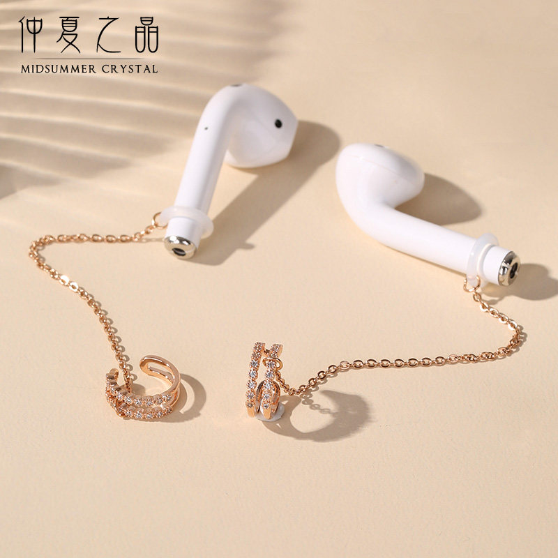 Bluetoothイヤホン紛失防止チェーン、落下防止イヤークリップピアス、ワイヤレスAirPods 2イヤークリップピアス、イヤホンチェーン、イヤースタッドロープ
