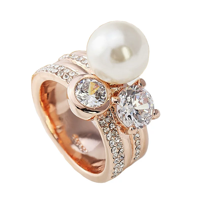 Fashionable ring pearl, accessory, on index finger